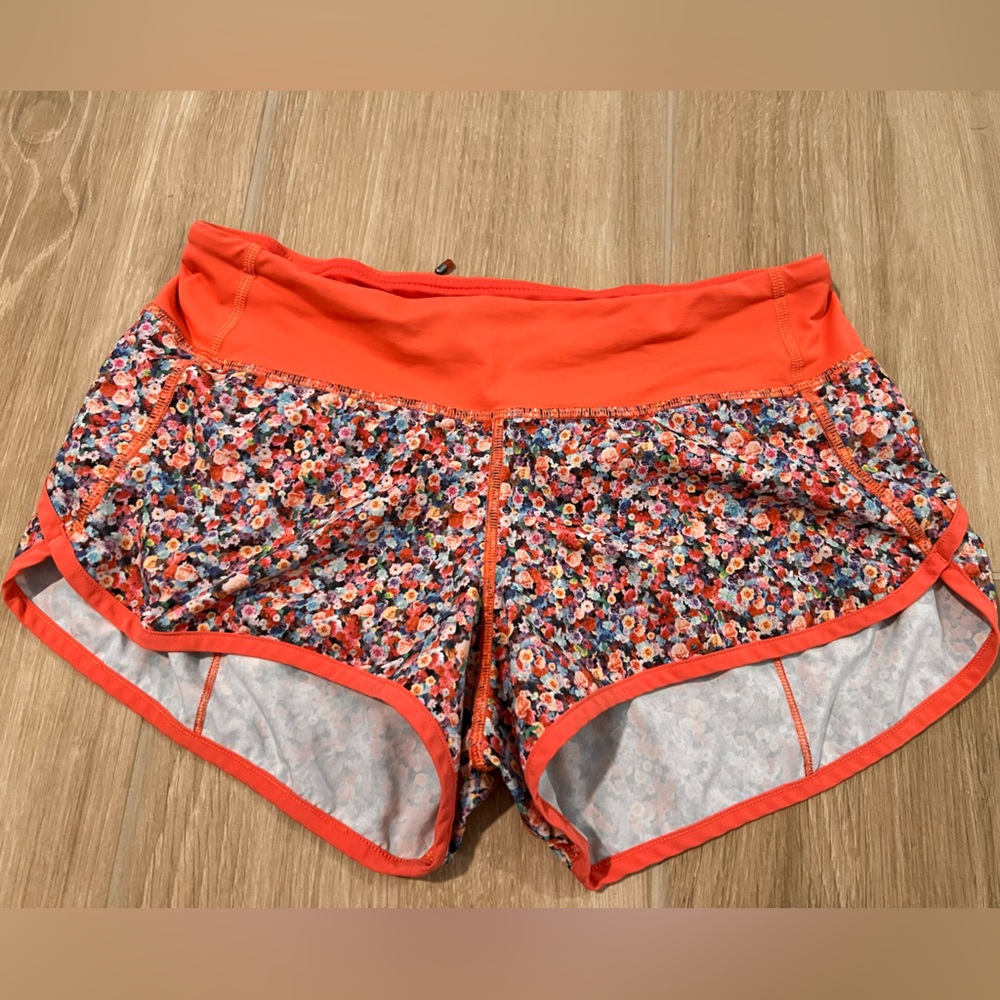 Lululemon Run: Speed Short *4 way stretch in Prism Petal Multi/ Atomic Red - Picture 4 of 7
